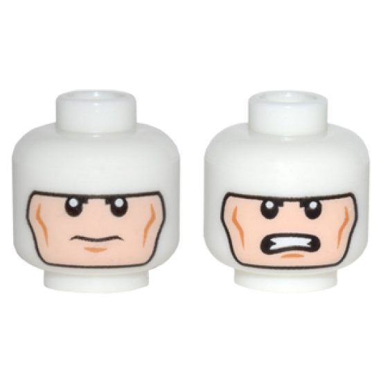 Minifigure, Head Dual Sided Balaclava, Cheek Lines, Frown / Clenched Teeth (Batman) Pattern