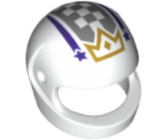 Minifigure, Headgear Helmet Motorcycle (Standard) with Gold Crown, Dark Purple Stars and Stripes and Dark Bluish Gray Checkered Pattern