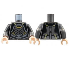 Torso Female Armor, Silver Plates, Gold Trim Pattern / Pearl Dark Gray Arms with Black Short Sleeves, Gold Circles Pattern / Light Nougat Hands