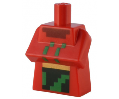 Torso, Modified Long with Folded Arms with Pixelated Dark Red Collar and Green, Dark Green and Gold Apron Pattern