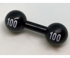 Minifigure, Utensil Barbell with White '100' on Ends Pattern