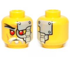 Minifigure, Head Alien with Red Eyes, Head Plates Pattern (Evil Wu)