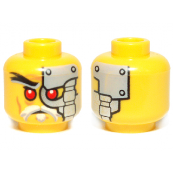 Minifigure, Head Alien with Red Eyes, Head Plates Pattern (Evil Wu)