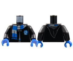 Torso Hogwarts Robe Clasped with Ravenclaw Shield and Scarf Pattern / Black Arms / Blue Hands
