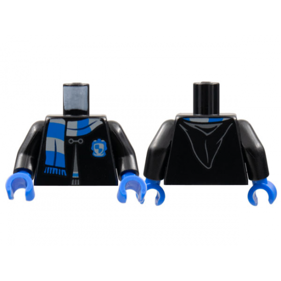 Torso Hogwarts Robe Clasped with Ravenclaw Shield and Scarf Pattern / Black Arms / Blue Hands