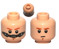 Minifigure, Head Dual Sided Dark Orange Eyebrows, Chin Dimple Determined / Breathing Apparatus Pattern (SW Obi-Wan)