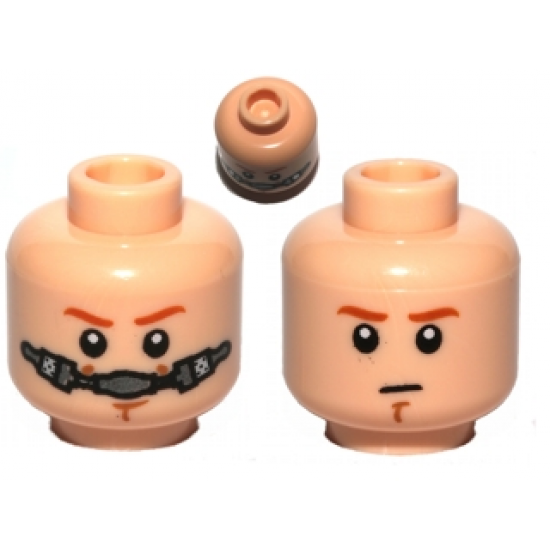 Minifigure, Head Dual Sided Dark Orange Eyebrows, Chin Dimple Determined / Breathing Apparatus Pattern (SW Obi-Wan)