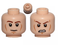 Minifigure, Head Dual Sided Brown Eyebrows, Black Eyes with Pupils, Wrinkles, Slight Smile / Angry with Bared Teeth Pattern (SW Anakin)