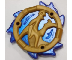 Ring 3 x 3 with Dragon Head with Molded Satin Trans-Dark Blue Flames Pattern (Ninjago Storm Amulet)