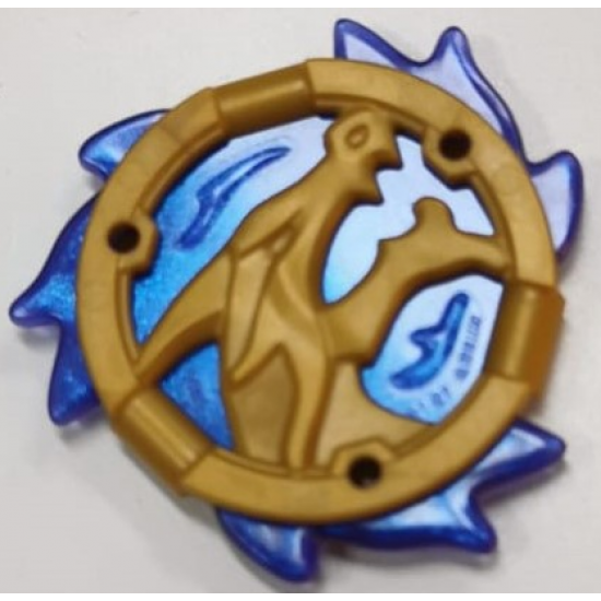 Ring 3 x 3 with Dragon Head with Molded Satin Trans-Dark Blue Flames Pattern (Ninjago Storm Amulet)
