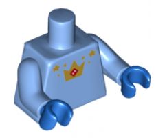 Torso with Gold Stars and Crown with Red Hourglass Pattern / Medium Blue Arms / Blue Hands