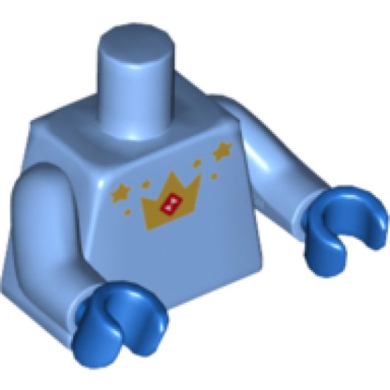 Torso with Gold Stars and Crown with Red Hourglass Pattern / Medium Blue Arms / Blue Hands