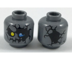 Minifigure, Head Alien with Yellow Right Eye, Blue Left Eye, Black Cracks and Jagged Mouth (Lord Krakenskull) Pattern