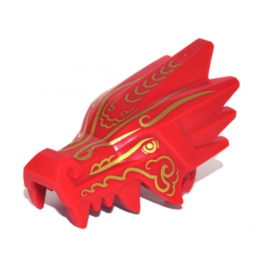 Dragon Head (Ninjago) Jaw Upper with Gold Eyes, Scales, and Markings Pattern