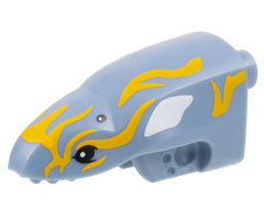 Creature Head, Avatar Ilu with 4 Black Eyes and Bright Light Orange and White Markings Pattern