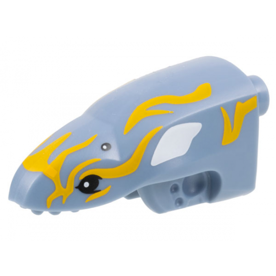 Creature Head, Avatar Ilu with 4 Black Eyes and Bright Light Orange and White Markings Pattern