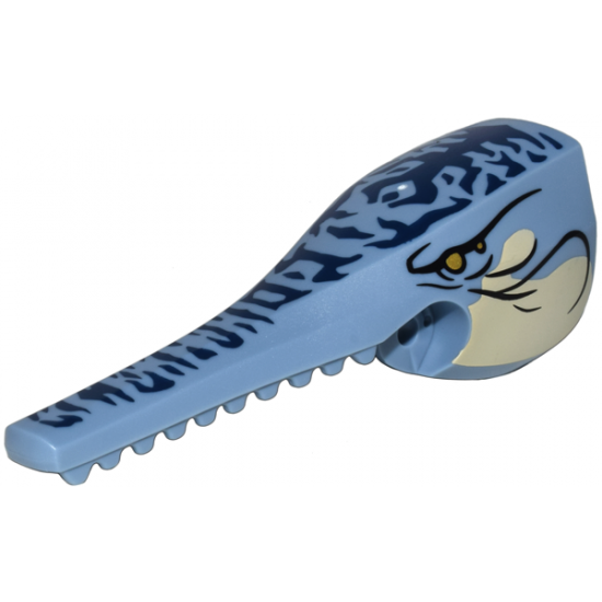 Skimwing Head Jaw Upper with Tan Face, Gold Eyes, and Dark Blue Scales Pattern