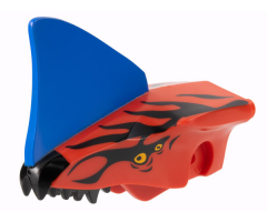 Dragon Head (Avatar Toruk) Jaw Upper with Blue Crest, Black Stripes, and Bright Light Orange Eyes Pattern