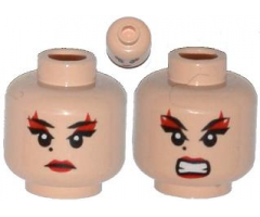 Minifigure, Head Dual Sided Female Red Lips and Eye Shadow, Beauty Mark, Mouth Closed / Bared Teeth Pattern (Karai)