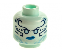 Minifigure, Head Female Metallic Light Blue Eyes, Dark Blue and Metallic Light Blue Tattoos, Dark Azure Lips Pattern