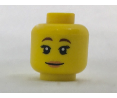 Minifigure, Head Female Reddish Brown Eyebrows, Bright Pink Lips Pattern