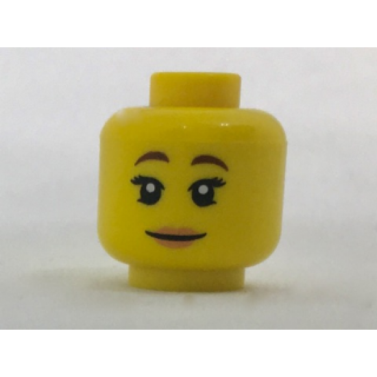 Minifigure, Head Female Reddish Brown Eyebrows, Bright Pink Lips Pattern