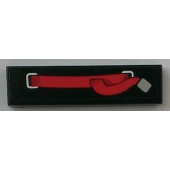 Tile 1 x 4 with Red Seat Harness Strap Pattern Model Right Side (Sticker) - Set 8156