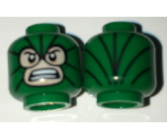 Minifigure, Head Balaclava, Light Nougat Face with Bared Teeth and Black Lines Pattern