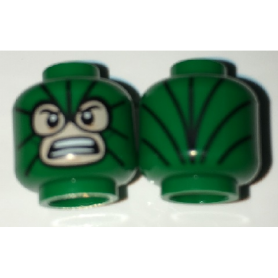 Minifigure, Head Balaclava, Light Nougat Face with Bared Teeth and Black Lines Pattern