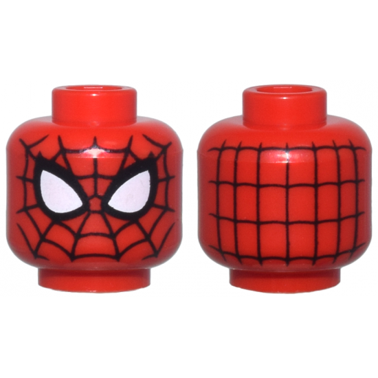 Minifigure, Head Alien with Spider-Man Black Webbing and Large White Eyes Pattern