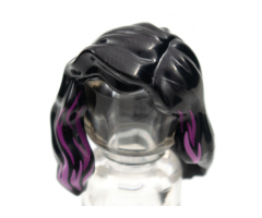 Minifigure, Hair Female Mid-Length with Part over Right Shoulder and Magenta and Dark Pink Highlights Pattern