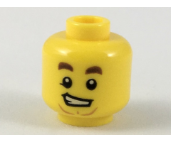 Minifigure, Head Reddish Brown Eyebrows, Lopsided Open Grin with Teeth, Medium Nougat Anchor Beard Pattern