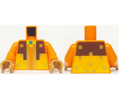 Torso Pixelated Dark Brown and Bright Light Orange Armor with Gold Trim and Dark Turquoise Neck Pattern / Orange Arms / Medium Nougat Hands
