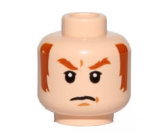 Minifigure, Head Dark Orange Eyebrows and Sideburns, White Pupils, Frown Pattern