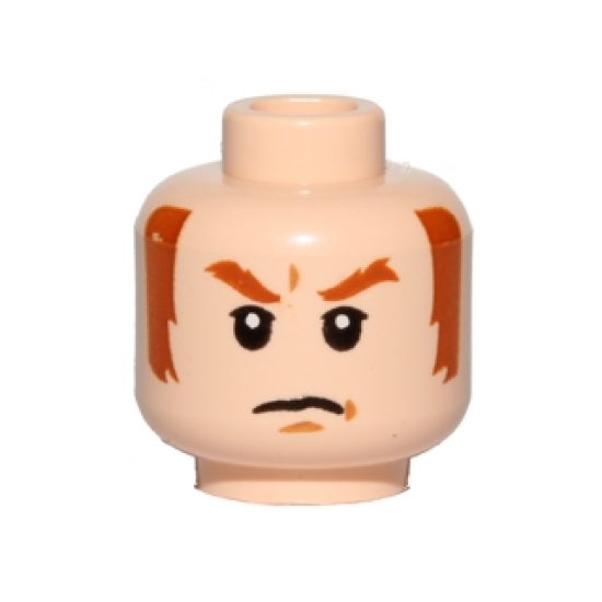 Minifigure, Head Dark Orange Eyebrows and Sideburns, White Pupils, Frown Pattern