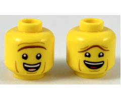 Minifigure, Head Dual Sided Reddish Brown Unibrow, Open Mouth Smile, Raised Unibrow / Lowered Unibrow Pattern (President Business)