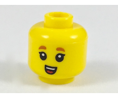 Minifigure, Head Child Dark Orange Small Eyebrows, Small Open Mouth with Teeth and Tongue Pattern