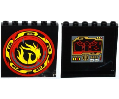 Panel 1 x 6 x 5 with Control Panel and Screen on Inside and Yellow Phoenix Flames on Outside Pattern (Stickers) - Set 70750