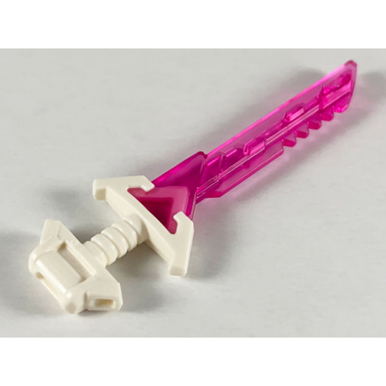 Minifigure, Weapon Sword with Wide Pommel and Molded Trans-Dark Pink Serrated Blade Pattern (Ninjago Key-Tana)