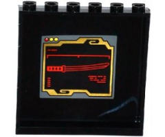 Panel 1 x 6 x 5 with Red Katana Sword on Black Screen Pattern on Inside (Sticker) - Set 70750