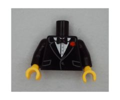Torso Jacket Formal with Black Vest, White Shirt and Black Bow Tie with Red Flower Pattern (BAM) / Black Arms / Yellow Hands