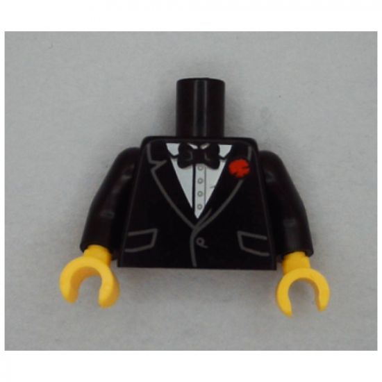 Torso Jacket Formal with Black Vest, White Shirt and Black Bow Tie with Red Flower Pattern (BAM) / Black Arms / Yellow Hands