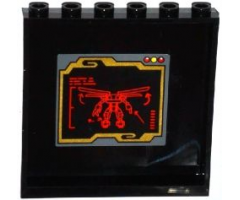 Panel 1 x 6 x 5 with Red Ninjago ElectroMech on Black Screen Pattern on Inside (Sticker) - Set 70750