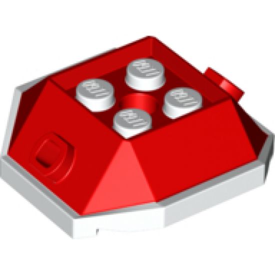 Shell with 2 Bar Hollows, 4 Studs Inside and Hole with Red Pattern