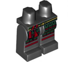Hips and Legs with Red and Dark Green Samurai Leg Armor, Gold Belt and Red Sash Pattern