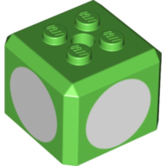Brick, Modified Cube, 4 Studs on Top with White Circles Pattern on Four Sides