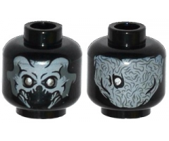 Minifigure, Head Dual Sided Alien Skull with Mandibles and Silver Eyes / Exoskeleton and One Eye Pattern