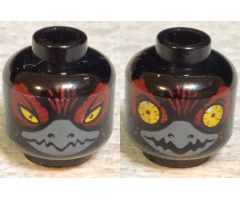 Minifigure, Head Dual Sided Alien Chima Raven with Beak, Yellow Eyes and Dark Red Pupils, Narrowed / Wide Open Bloodshot Pattern