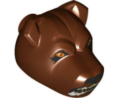 Dog Head with Black Nose, Bright Light Orange Eyes, Snarling Mouth with Foam Pattern (HP Fluffy Right Head)