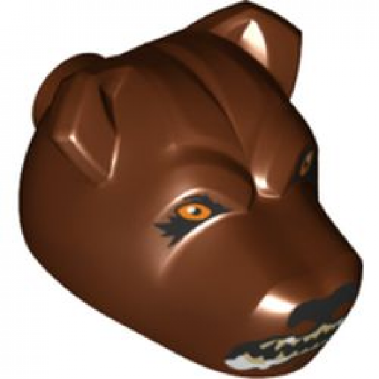 Dog Head with Black Nose, Bright Light Orange Eyes, Snarling Mouth with Foam Pattern (HP Fluffy Right Head)